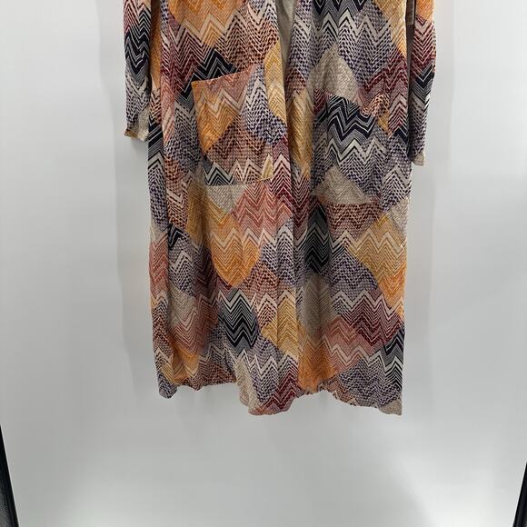 Lularoe Sarah Duster Sweater Womens Medium Multicolor Open Woven Geometric - Picture 2 of 13